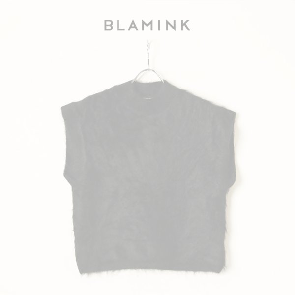 画像1:  {SOLD} BLAMINK ブラミンク PRE 7Gカシミヤファーノースリーブニット{7918-299-0069-BLK-BBA} (1)