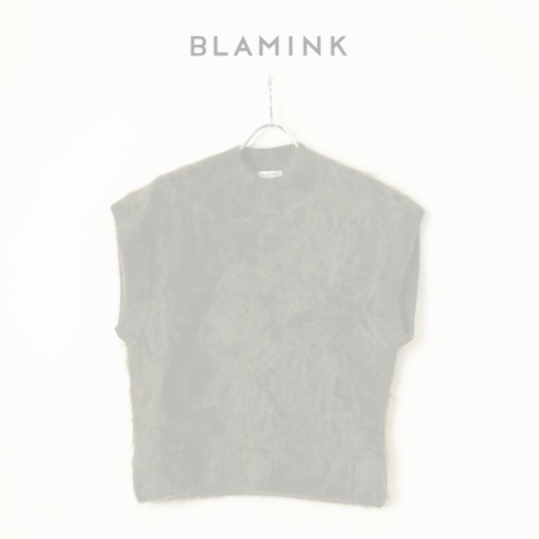 画像1:  {SOLD} BLAMINK ブラミンク PRE 7Gカシミヤファーノースリーブニット{7918-299-0069-OLV-BBA} (1)