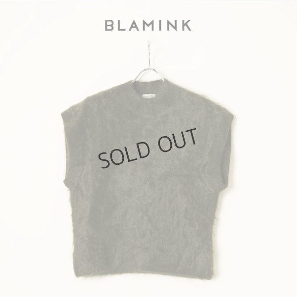 画像1: {SOLD}BLAMINK ブラミンク PRE 7Gカシミヤファーノースリーブニット{7918-299-0069-OLV-BBA} (1)