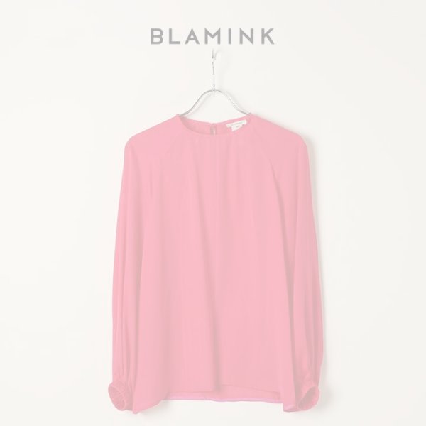画像1:  {SOLD} BLAMINK ブラミンク シルクバックリボンロングスリーブブラウス{7921-230-0134-PINK-BJA} (1)