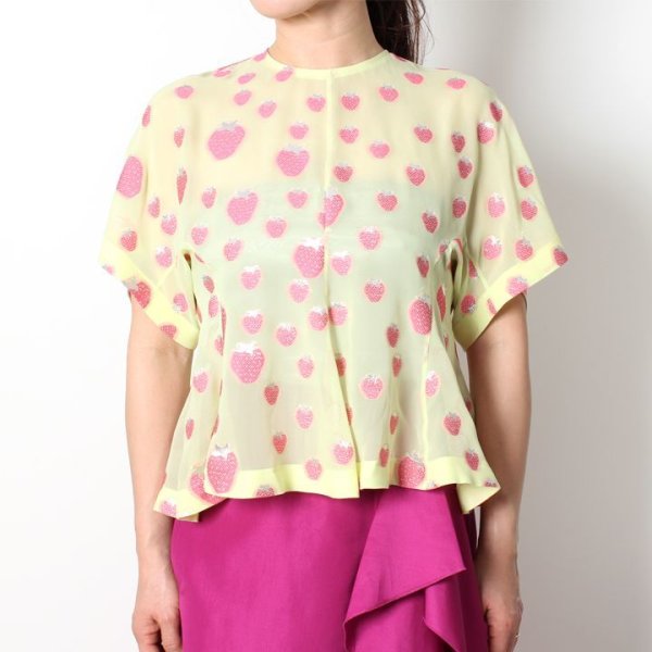 画像10: 【 40%OFF セール93,500円→56,100円】 BLAMINK ブラミンク シルクポリエステル ストロベリークルーネックブラウス{7921-299-0066-PNK-AIS} (10)