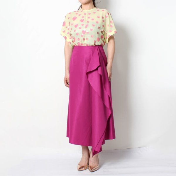 画像11: 【 40%OFF セール93,500円→56,100円】 BLAMINK ブラミンク シルクポリエステル ストロベリークルーネックブラウス{7921-299-0066-PNK-AIS} (11)