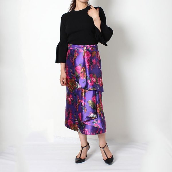 画像13: 【 40%OFF セール132,000円→79,200円】 BLAMINK ブラミンク シルク フラワープリント ラッフルスカート{-AHA} (13)