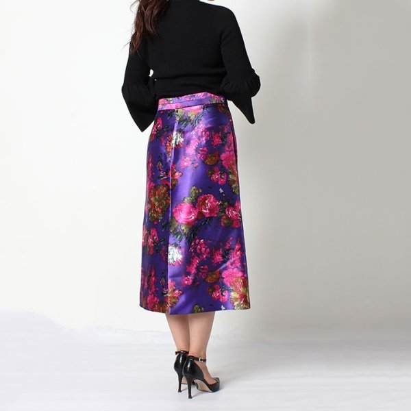 画像14: 【 40%OFF セール132,000円→79,200円】 BLAMINK ブラミンク シルク フラワープリント ラッフルスカート{-AHA} (14)