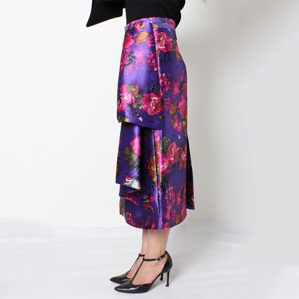 画像16: 【 40%OFF セール132,000円→79,200円】 BLAMINK ブラミンク シルク フラワープリント ラッフルスカート{-AHA} (16)