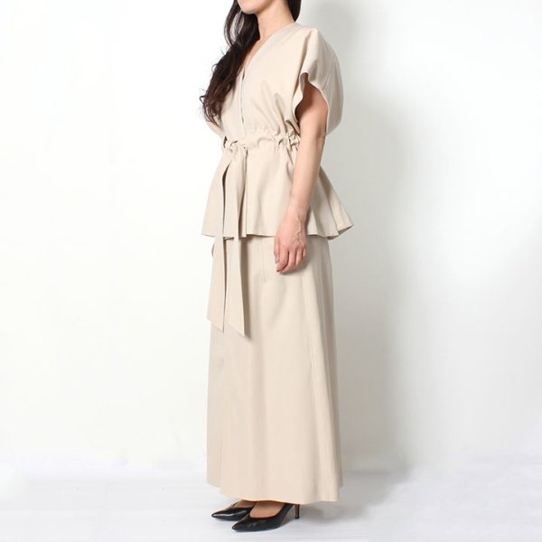 画像11: 【 40%OFF セール93,500円→56,100円】 BLAMINK ブラミンク ウールコットン ロングトラペーズスカート{7924-230-0136-BEG-AIS} (11)