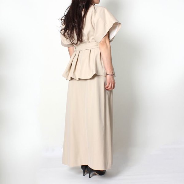 画像12: 【 40%OFF セール93,500円→56,100円】 BLAMINK ブラミンク ウールコットン ロングトラペーズスカート{7924-230-0136-BEG-AIS} (12)