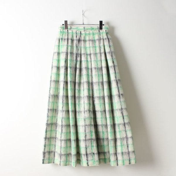 画像2: 【 40%OFF セール165,000円→99,000円】 BLAMINK ブラミンク モヘヤウールシャギーチェック ギャザースカート{7924-230-0168-OFF WHITE-AIA} (2)
