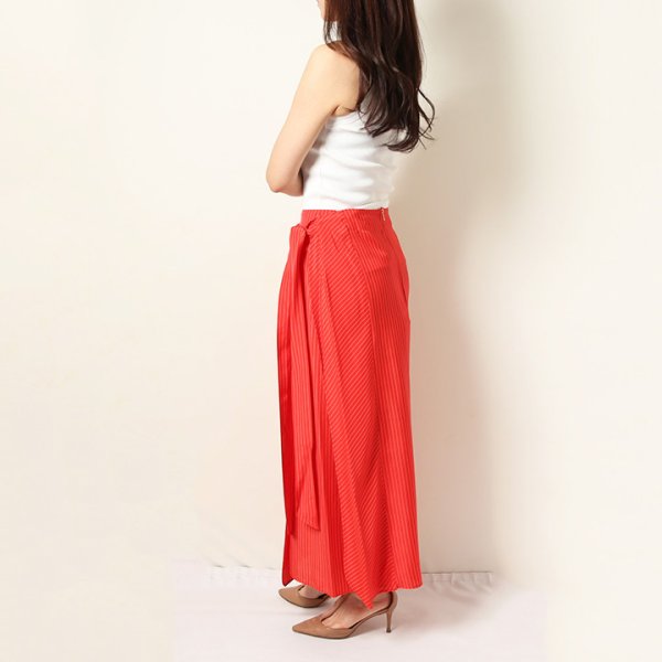 画像10: 【 40%OFF セール88,000円→52,800円】 BLAMINK ブラミンク レーヨンストライプラップスカート{7924-230-0250-RED-BAS} (10)