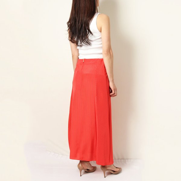 画像11: 【 40%OFF セール88,000円→52,800円】 BLAMINK ブラミンク レーヨンストライプラップスカート{7924-230-0250-RED-BAS} (11)
