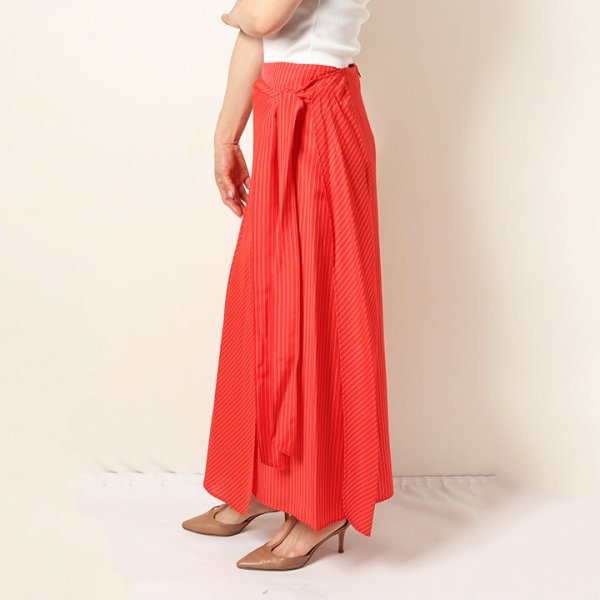 画像12: 【 40%OFF セール88,000円→52,800円】 BLAMINK ブラミンク レーヨンストライプラップスカート{7924-230-0250-RED-BAS} (12)