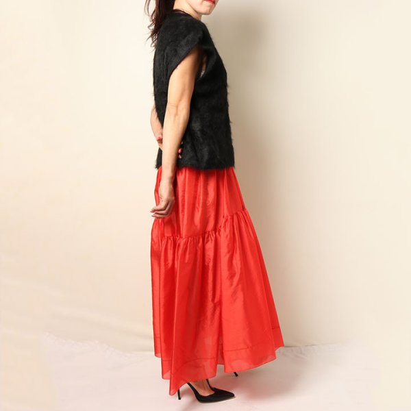 画像7: 【 40%OFF セール99,000円→59,400円】 BLAMINK ブラミンク FALL シルクギャザー ロングスカート{7924-230-0326-RED-BBA} (7)