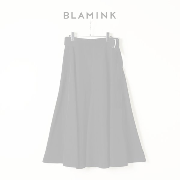画像1:  {SOLD} BLAMINK ブラミンク レーヨンリネンサイドベルトフレアスカート{7924-299-0248-BLK-BAS} (1)