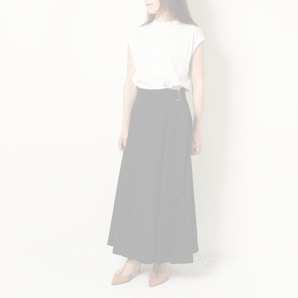 BLAMINK ブラミンク レーヨンリネンサイドベルトフレアスカート{7924