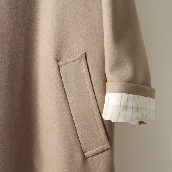 画像4: 【 40%OFF セール231,000円→138,600円】 BLAMINK ブラミンク ウールステンカラー ロングコート{7925-299-0158-BEIGE-AIA} (4)