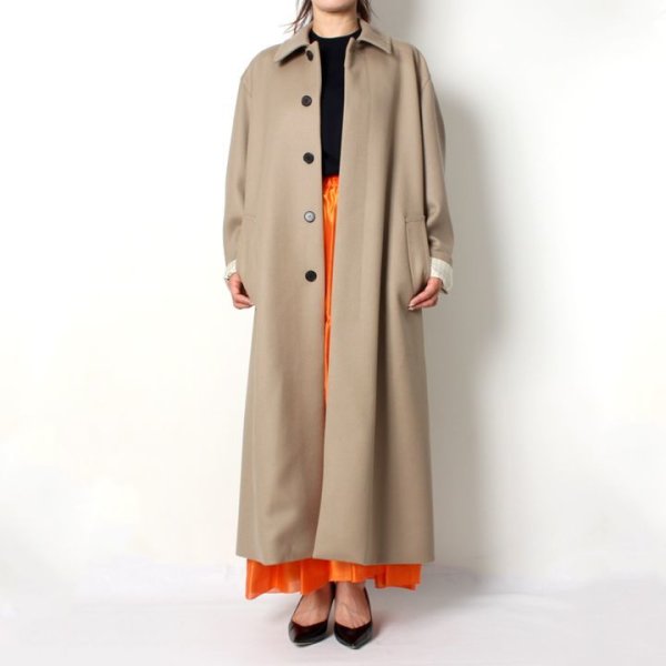 画像8: 【 40%OFF セール231,000円→138,600円】 BLAMINK ブラミンク ウールステンカラー ロングコート{7925-299-0158-BEIGE-AIA} (8)