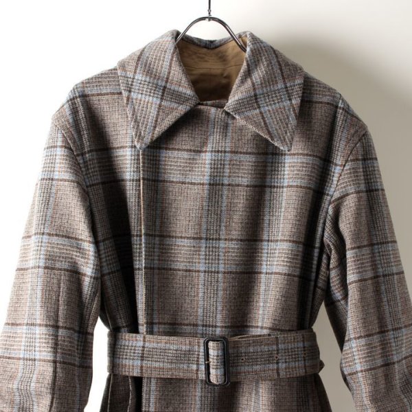 画像9: 【 40%OFF セール231,000円→138,600円】 BLAMINK ブラミンク コットンシルク ウールチェック リバーシブルコート{7925-299-0172-BEIGE-AIA} (9)