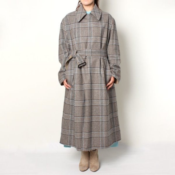 画像14: 【 40%OFF セール231,000円→138,600円】 BLAMINK ブラミンク コットンシルク ウールチェック リバーシブルコート{7925-299-0172-BEIGE-AIA} (14)