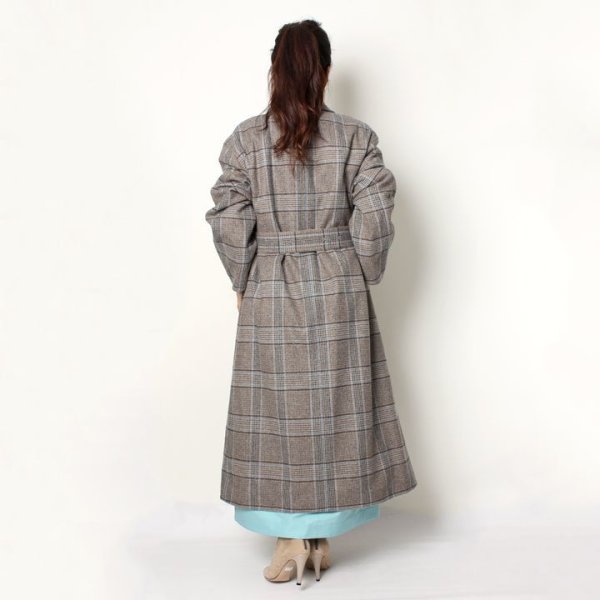 画像16: 【 40%OFF セール231,000円→138,600円】 BLAMINK ブラミンク コットンシルク ウールチェック リバーシブルコート{7925-299-0172-BEIGE-AIA} (16)