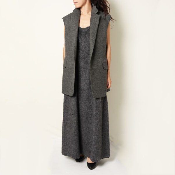 画像9: 【 40%OFF セール154,000円→92,400円】 BLAMINK ブラミンク アルパカポリエステルシャギー変形ダーツドレス{7926-230-0220-DGY-BJA} (9)