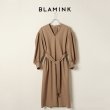 画像1: BLAMINK ブラミンク ウールVネックロングスリーブワンピース{7926-230-0233-BEG-BJA} (1)