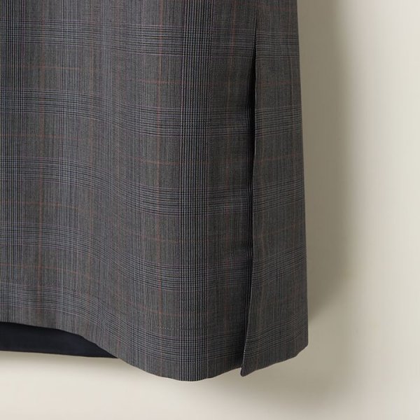 画像5: 【 40%OFF セール132,000円→79,200円】 BLAMINK ブラミンク ウールモヘヤチェックレギュラーカラーショートスリーブワンピース{7926-230-0243-DGY-BAS} (5)