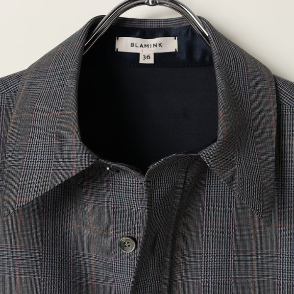 画像6: 【 40%OFF セール132,000円→79,200円】 BLAMINK ブラミンク ウールモヘヤチェックレギュラーカラーショートスリーブワンピース{7926-230-0243-DGY-BAS} (6)