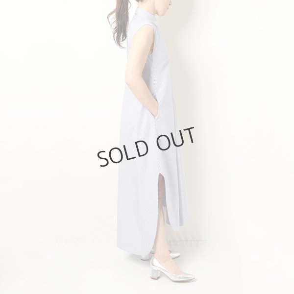 画像10: {SOLD}BLAMINK ブラミンク コットンバイアスストライプノースリーブワンピース{7926-230-0298-LBL-BBS} (10)