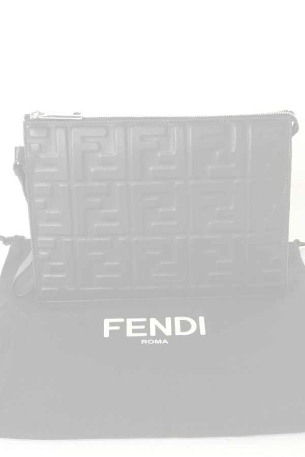 画像5:   FENDI フェンディ CLUTCH NAPPA FF 1974 EMBOSSED {-BJA}  :7VA491A72V-BLK-TU  (5)