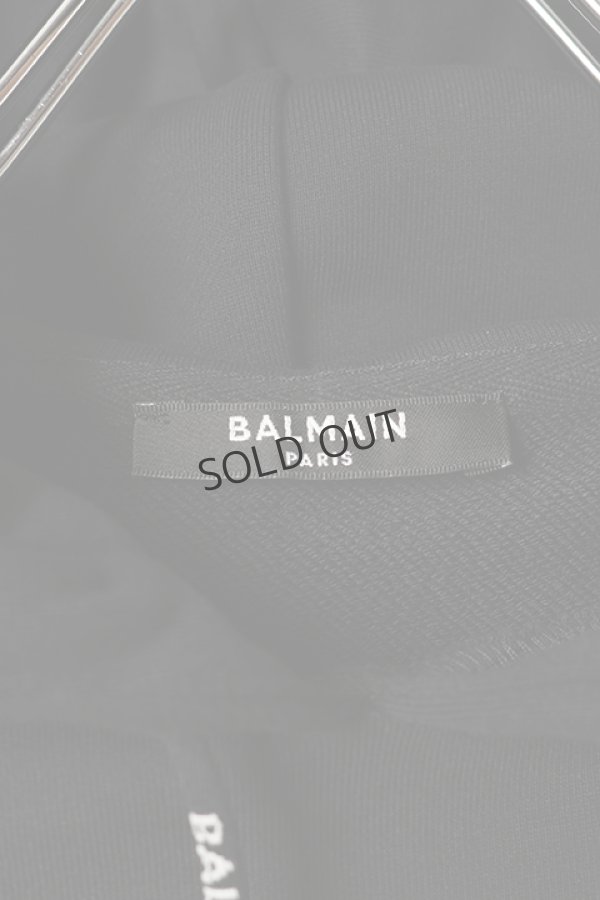 画像2: {SOLD}BALMAIN バルマン BF1 JERSEY BALMAIN FLOCK DETAIL CROPPED HOODIE{-BCS} (2)