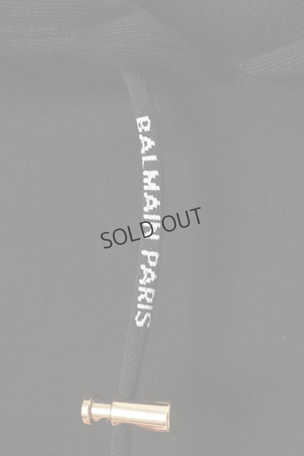 画像4: {SOLD}BALMAIN バルマン BF1 JERSEY BALMAIN FLOCK DETAIL CROPPED HOODIE{-BCS} (4)