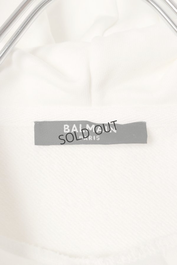 画像2: {SOLD}BALMAIN バルマン BF1 JERSEY BALMAIN FLOCK DETAIL CROPPED HOODIE{-BCS} (2)