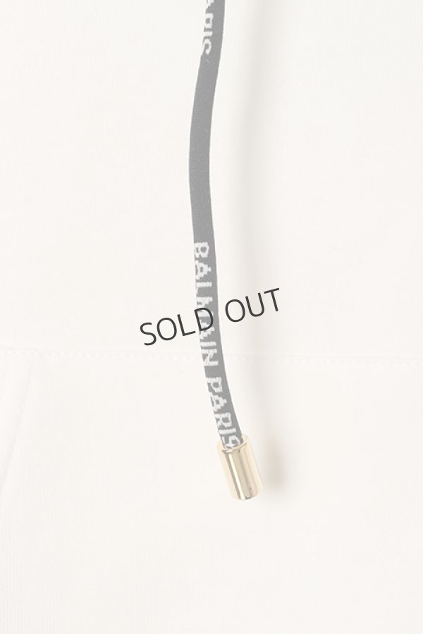 画像4: {SOLD}BALMAIN バルマン BF1 JERSEY BALMAIN FLOCK DETAIL CROPPED HOODIE{-BCS} (4)