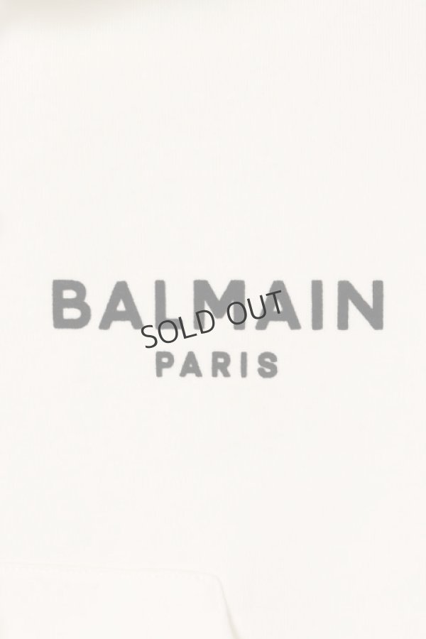 画像5: {SOLD}BALMAIN バルマン BF1 JERSEY BALMAIN FLOCK DETAIL CROPPED HOODIE{-BCS} (5)