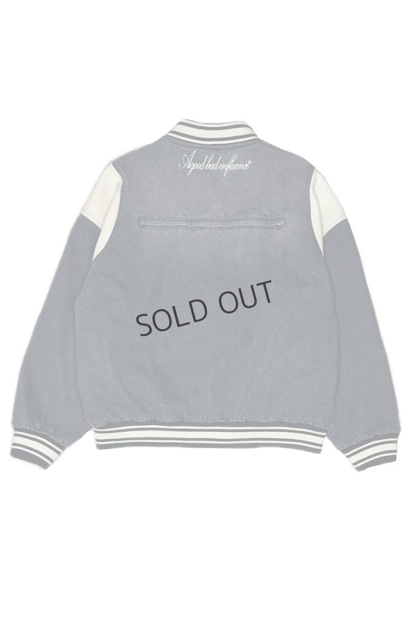 画像2: {SOLD}a good bad influence アグッドバッドインフルエンス DENIM VARSITY JACKET{-BEA} (2)