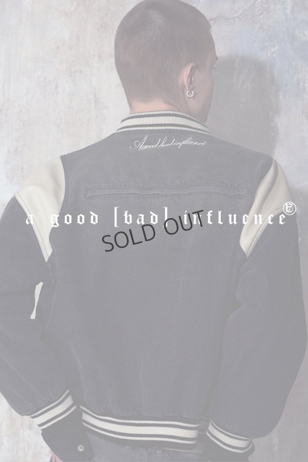 画像4: {SOLD}a good bad influence アグッドバッドインフルエンス DENIM VARSITY JACKET{-BEA} (4)