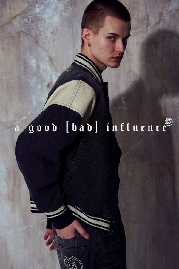 画像5: a good bad influence アグッドバッドインフルエンス DENIM VARSITY JACKET{-BEA} (5)