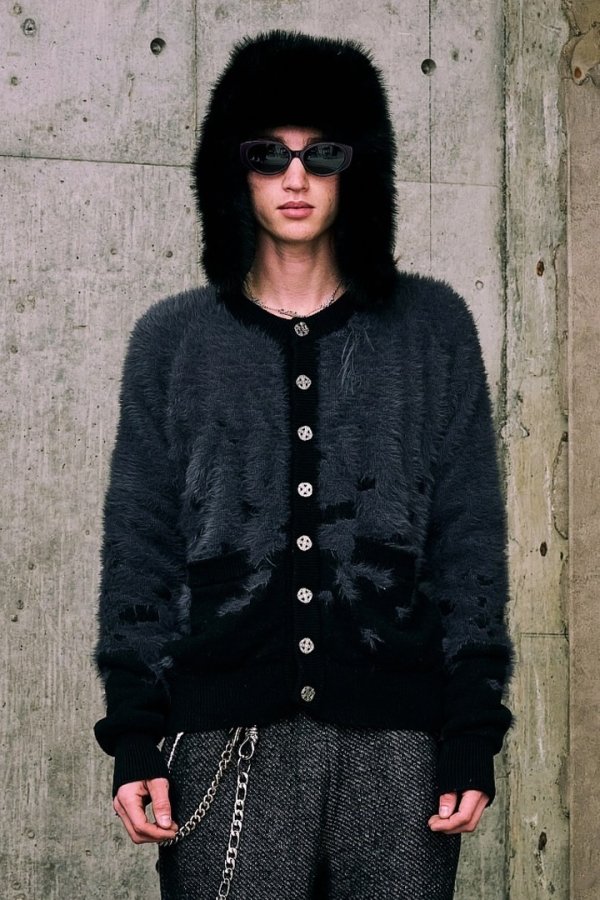 画像6: a good bad influence アグッドバッドインフルエンス SHATTERED DUAL YARN SHAGGY CARDIGAN{-BFA} (6)