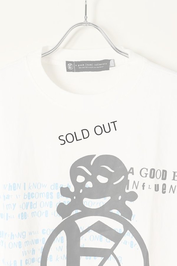 画像2: {SOLD}a good bad influence アグッドバッドインフルエンス SKULL LOGO WASHED T-SHIRT{GB-22-FW12-WHT-BBA} (2)