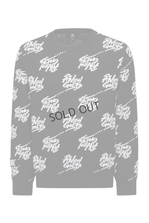 画像1: {SOLD}アニュー ゴルフ ANEW GOLF M ロゴ パターン ジャカード プルオーバー{-BDA} (1)