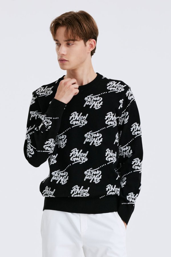 画像9: 【 30%OFF セール57,200円→40,040円】 アニュー ゴルフ ANEW GOLF M ロゴ パターン ジャカード プルオーバー{-BDA} (9)