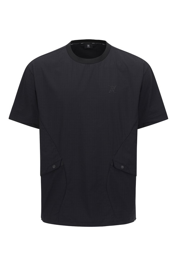 画像1: アニュー ゴルフ ANEW GOLF MEN WOOVEN MIX CREW NECK{AGFMMTS86-BFS} (1)