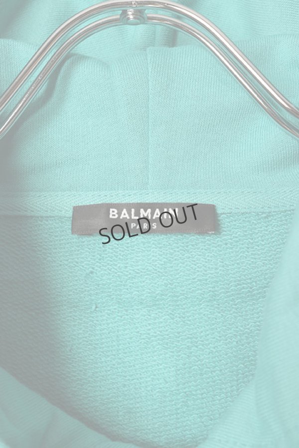 画像2: {SOLD}BALMAIN バルマン BH1 JERSEY BALMAIN PRINTED HOODIE{-BCS} (2)