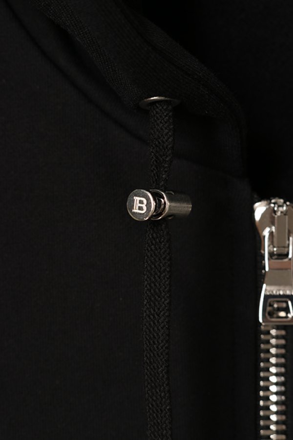 画像2: 【 30%OFF セール140,800円→98,560円】 BALMAIN バルマン BH1 JERSEY BALMAIN FLOCK ZIPPED HOODIE{-BCS} (2)