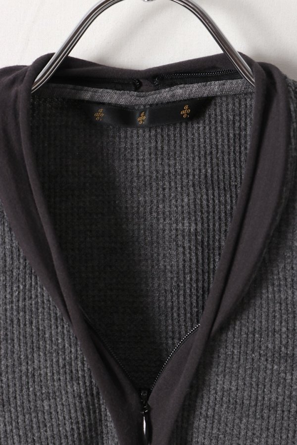 画像2: ato アトウ グランコット26/-ワッフルジップアップカットソー{-ABA} (2)