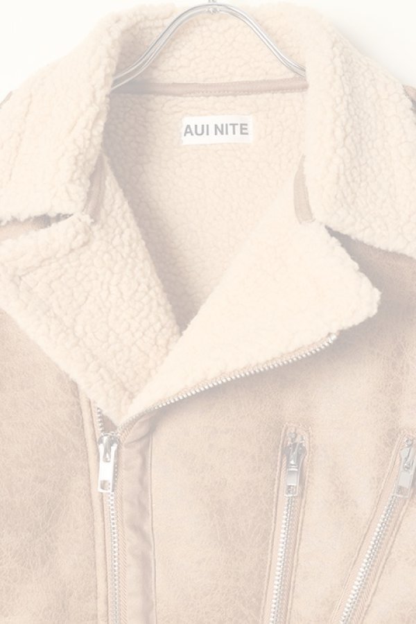画像2:   AUI NITE アウィナイト mouton biker jacket{-BBA} (2)