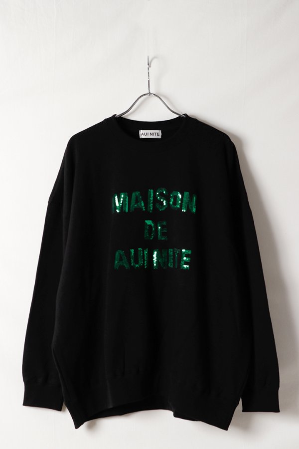 画像1: AUI NITE アウィナイト sequin logo sweat{-BFA} (1)