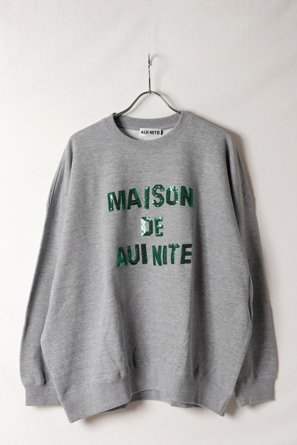 画像1: AUI NITE アウィナイト sequin logo sweat{-BFA} (1)