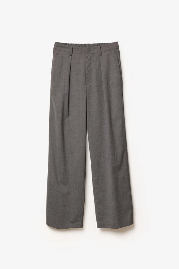 画像1: ATTACHMENT アタッチメント ウール/トリアセテート ストレッチトロ 1タックワイドパンツ{-BFS} (1)