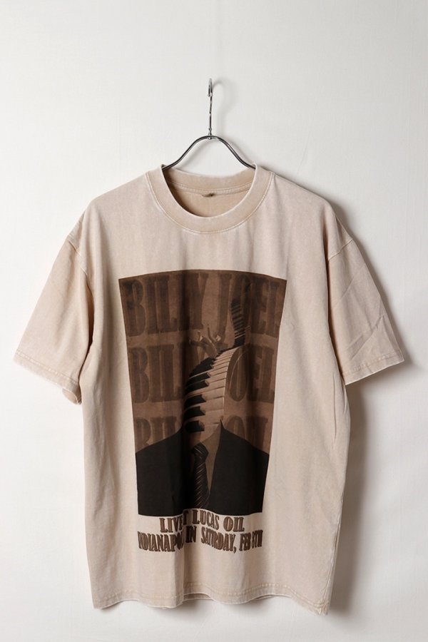画像1: Billy Joel Print Round Neck T-shirt{-BFS} (1)